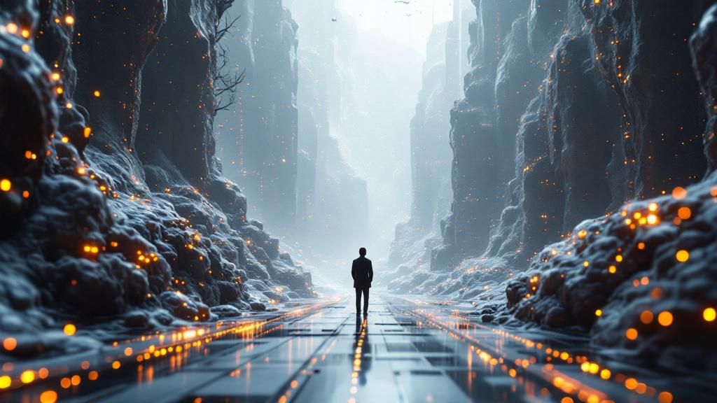 A visionary image of the future showing advanced decentralized networks and the role of oracles