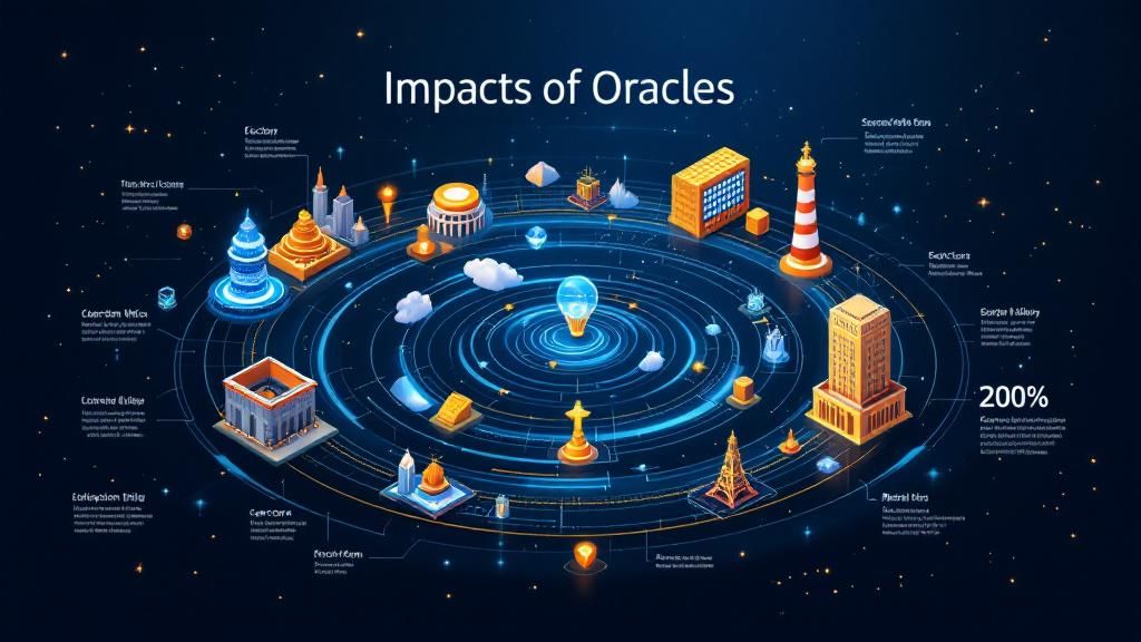 A ripple effect illustration showing how oracles influence various sectors of the blockchain industry