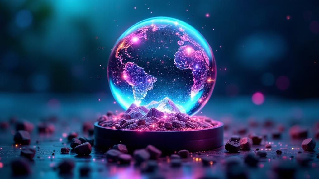 A crystal ball reflecting the evolving world of game streaming, with hints of future technologies and gaming trends