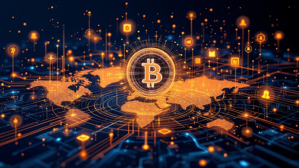 Bitcoin and NFTs over a digital globe